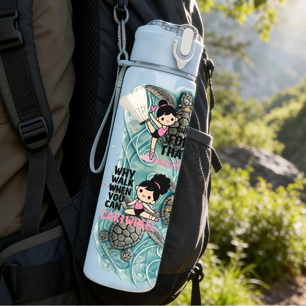 1PC Cowgirl Western Retro Collage Print 750ml Color Plastic Sports Water Bottle Leakproof Flip Straw Lid Suitable for Sports Office Home Use