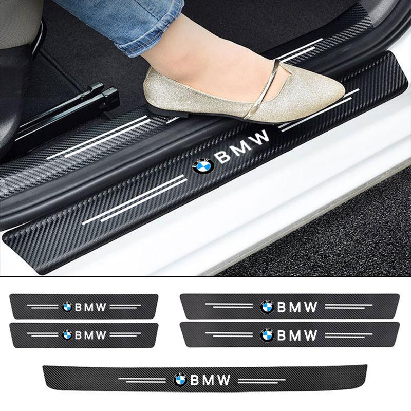 BBLB5 Car Threshold Scuff Plate Carbon Fiber Sill Protector Stickers For BMW M e46 e90 e60 f30 f10 e39 e36 g20 g30 f20 e87 Accessories