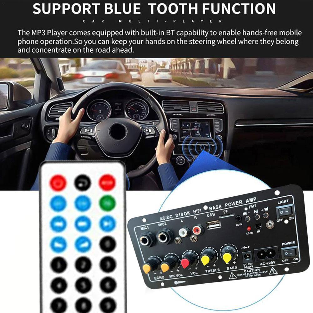 220 В 12 В цифровой усилитель Bluetooth плата сабвуфера двойной микрофон караоке усилитель динамик домашний кинотеатр DIY перезаряжаемая версия