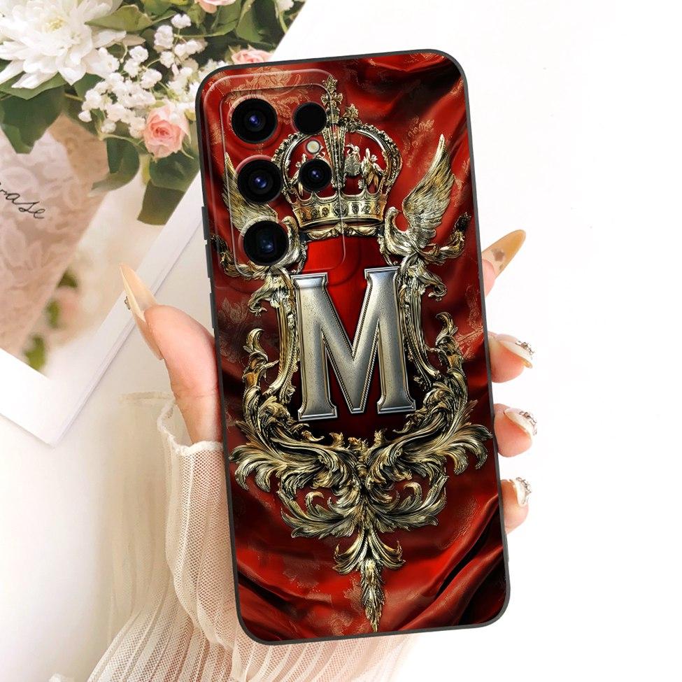 Case For Samsung S25 Ultra Cover Luxury A-Z Letters Crown 2D Painted Silicone Funda For Samsung Galaxy S25 Ultra Casing SM-S938B