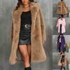 Women's Fashion Comfortable Faux Mid-Length Thickened Suit Collar Coat Top Plush Warm Coat