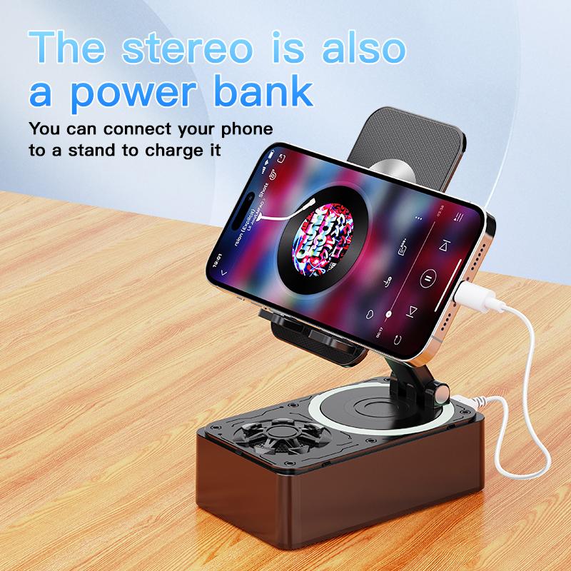 3-в-1 Bluetooth-динамик + внешний аккумулятор для телефона + складной держатель для телефона, беспроводная подставка для телефона с противоскользящими накладками для видеоконференций в прямом эфире