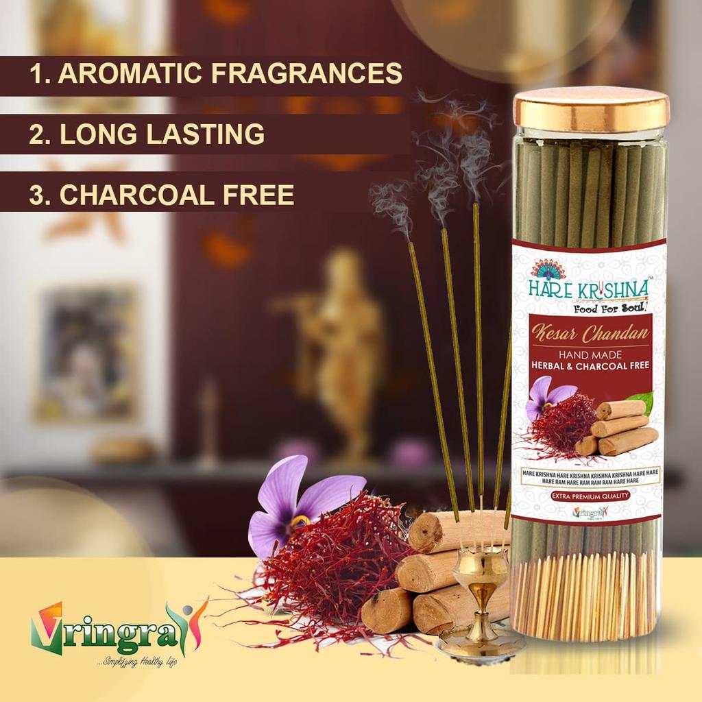 Agarbatti - Kesar Chandan Agarbatti Sticks - Agarbati - Sandalwood Agarbatti for Pooja - Incense Sticks 200gm