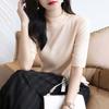 Women Sweater Half High Collar Half Sleeve Knitting Tops Solid Color Slim Fit Sweater Tops Commuting Street Wear