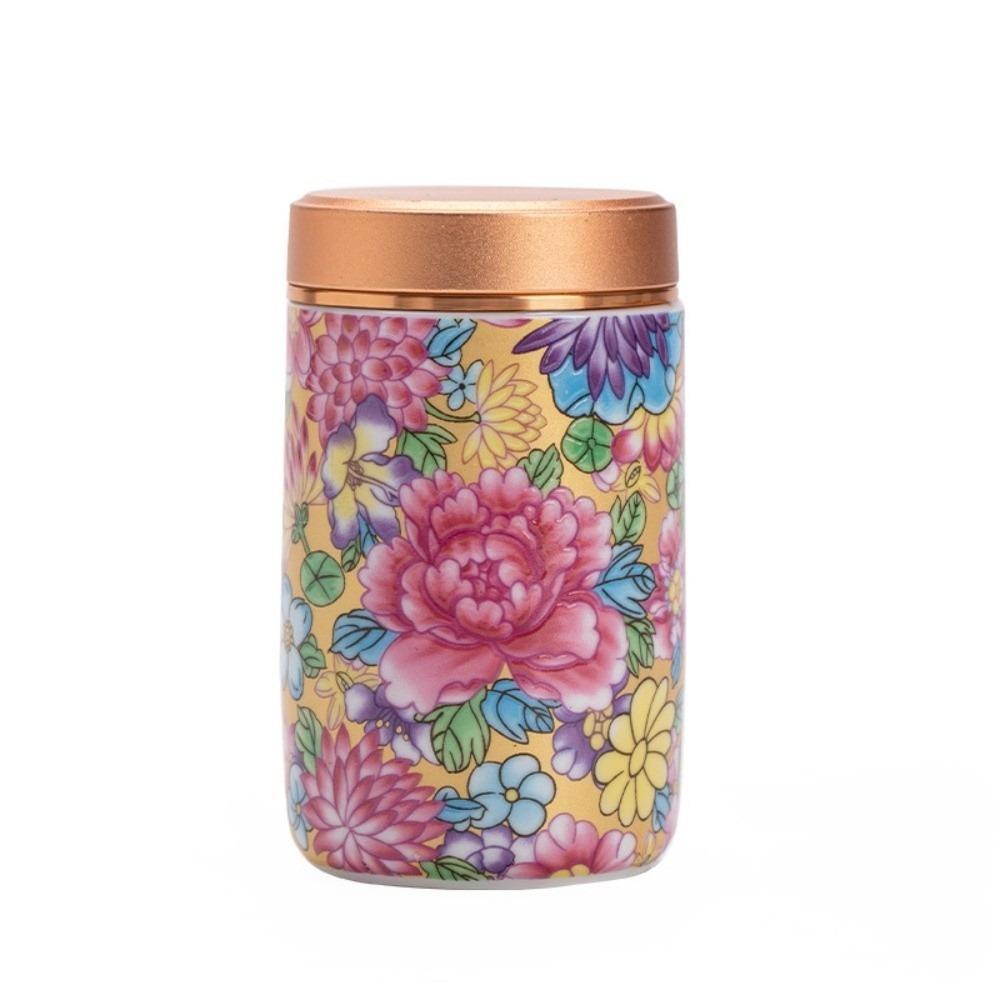 Mini Empty Tea Tin Can Ceramic Tea Packaging Box Flower Enamel Tea Canister  Home/Office/Travel