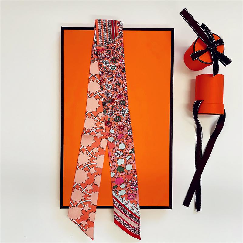 Long Mulberry Silk Scarf Bag Tie Lady Neck Skinny Scarves Hairband Foulard Giraffe Print Brand Lady Neckerchief Ribbon