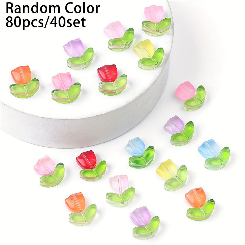 40/80/160 штук бусин в форме тюльпана, стеклянные полупрозрачные браслеты, цветные стеклянные бусины, подарки на свадьбу ко Дню святого Валентина своими руками