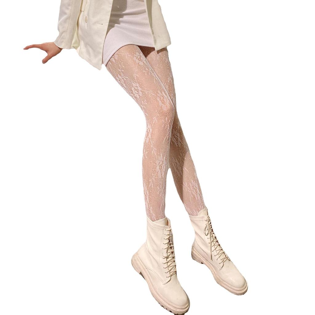 Женские японские милые лолита кружевные белые и черные шелковые сетчатые чулки, тонкие колготки в стиле JK