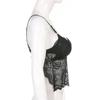 Gothic Black Mesh Butterfly Cropped Tank Top Lace Vest Tops Backless Sexy