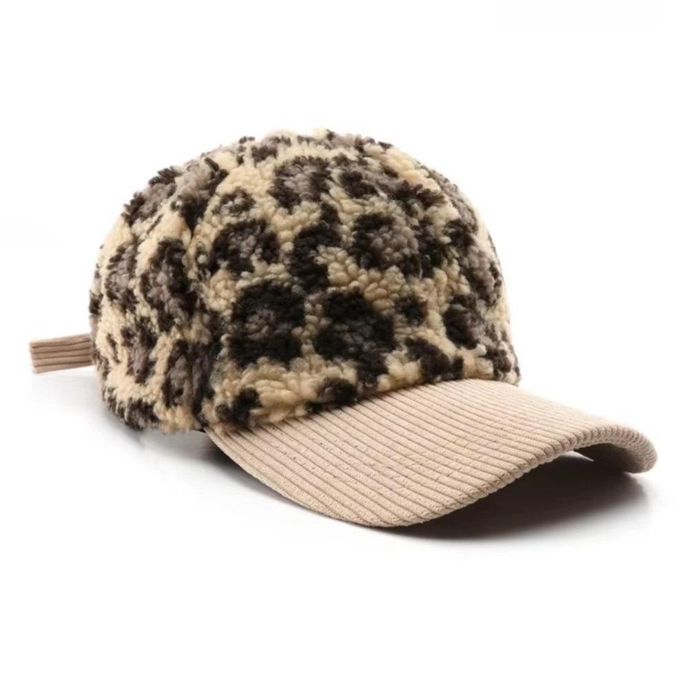 Vintage Leopard Print Baseball Cap Windproof Winter Baseball Cap for Women Men Girls