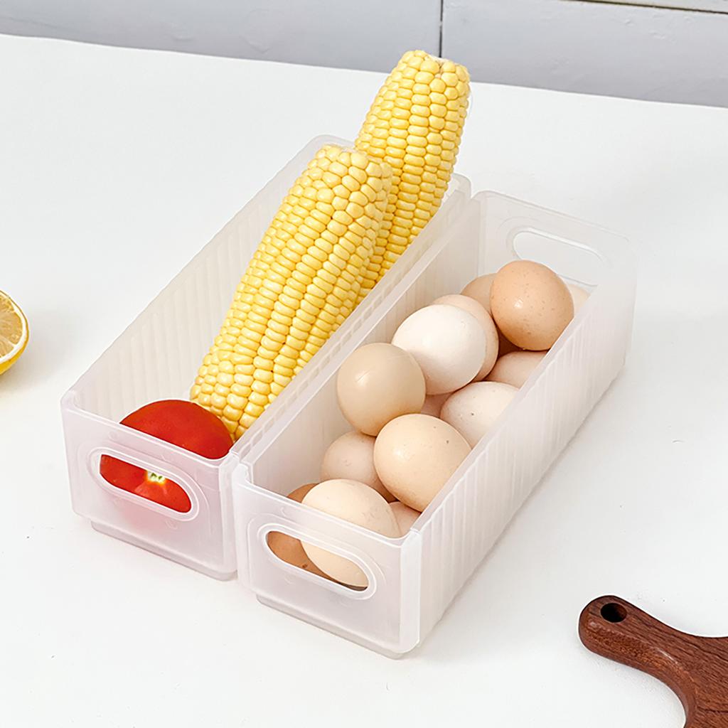 Kitchen Fridge Organizer Foldable Fruit Vegetable Storage Box Crisper Large Capacity Pull-Out Plastic Food Storage Container