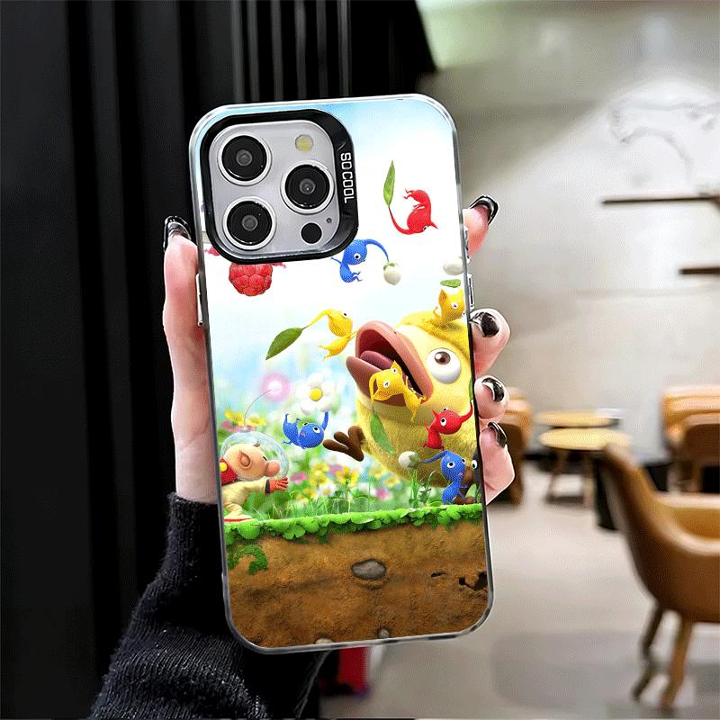 P-Пикмины Милая Игра Ударопрочный Чехол для Телефона для iPhone 17 Air 16 16E 15 Pro Max 14 Plus 13 Mini 12 Задняя Крышка Противоударный Fundas