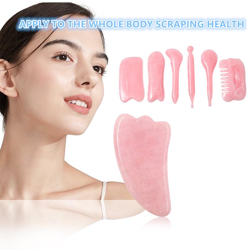 7 шт., скребковая доска для массажа Гуаша из смолы, спа-массажер для лица, акупунктура Гуаша, красота кожи, уход за лицом, массажные инструменты