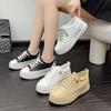Summer New Muffin Platform White Shoes Women Round Head Lace Up All-Match Lightweight Leather Casual Sneaker Women