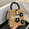 Handmade Wicker Straw Feminine Shoulder Bag Bohemian Travel Shoulder Bag Children's Bag