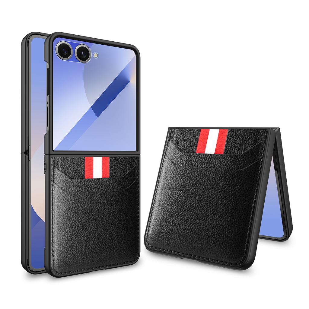 Для Samsung Galaxy Z Flip 7 Чехол Роскошный Личи ПУ Кожаная Накладка Защитная Задняя Крышка Чехол Для Samsung Z Flip 7 6 5 4 Корпус