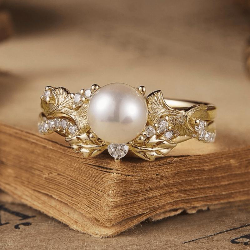 2New creative women's luxury ring with freshwater pearls, a suitable Valentine's Day gift for a wife