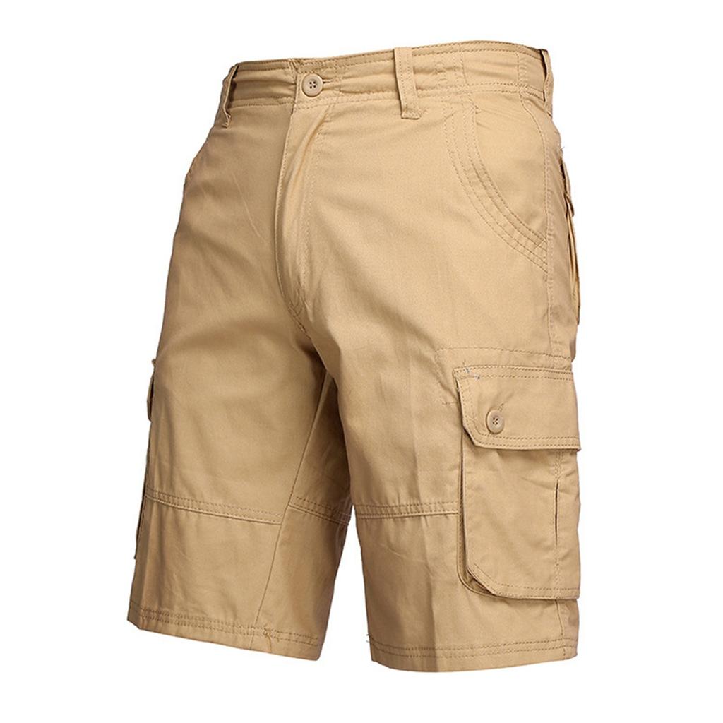Мужские летние рабочие шорты, свободные повседневные брюки с пятью точками, мужские летние однотонные повседневные шорты-карго