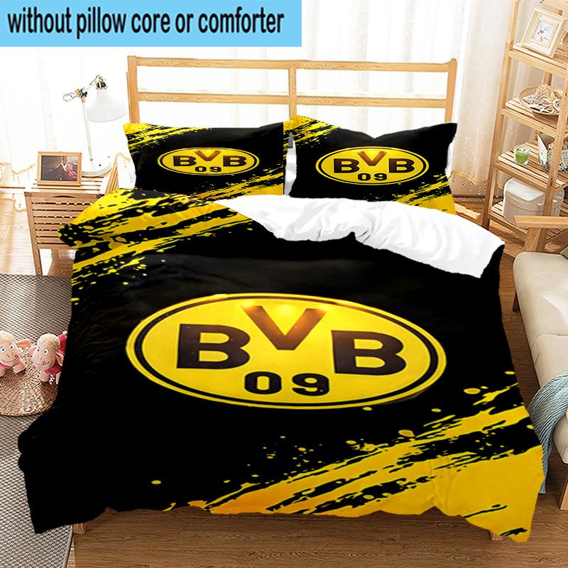 3pcs Borussia Dortmund Printed Bedding Set Duvet Cover Closure Includes 1 Duvet Cover & 2 Pillowcases Bedding Sets Home Decor Gifts