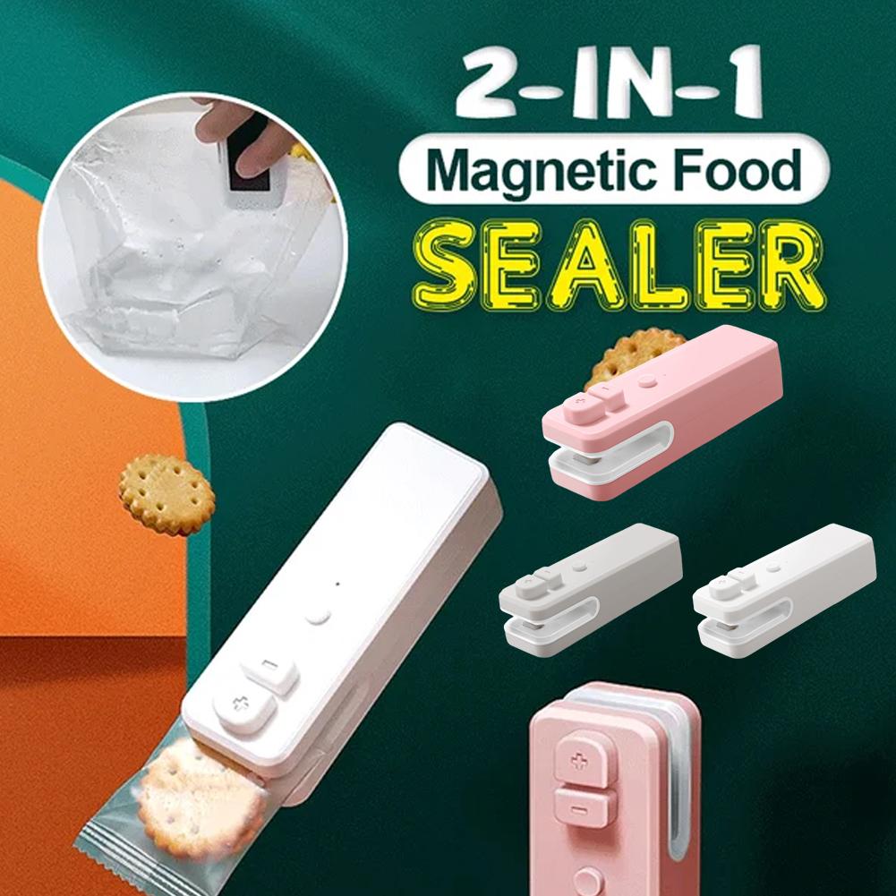 2-in-1 Magnetic Food Sealer Multipurpose Plastic Bag Sealing Device For Home