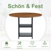 Round Dining Table with 107 cm Diameter and Double Shelf in Walnut Look, MDF Top + Metal Frame, Suitable for 2–4 People, for European Family Meals.