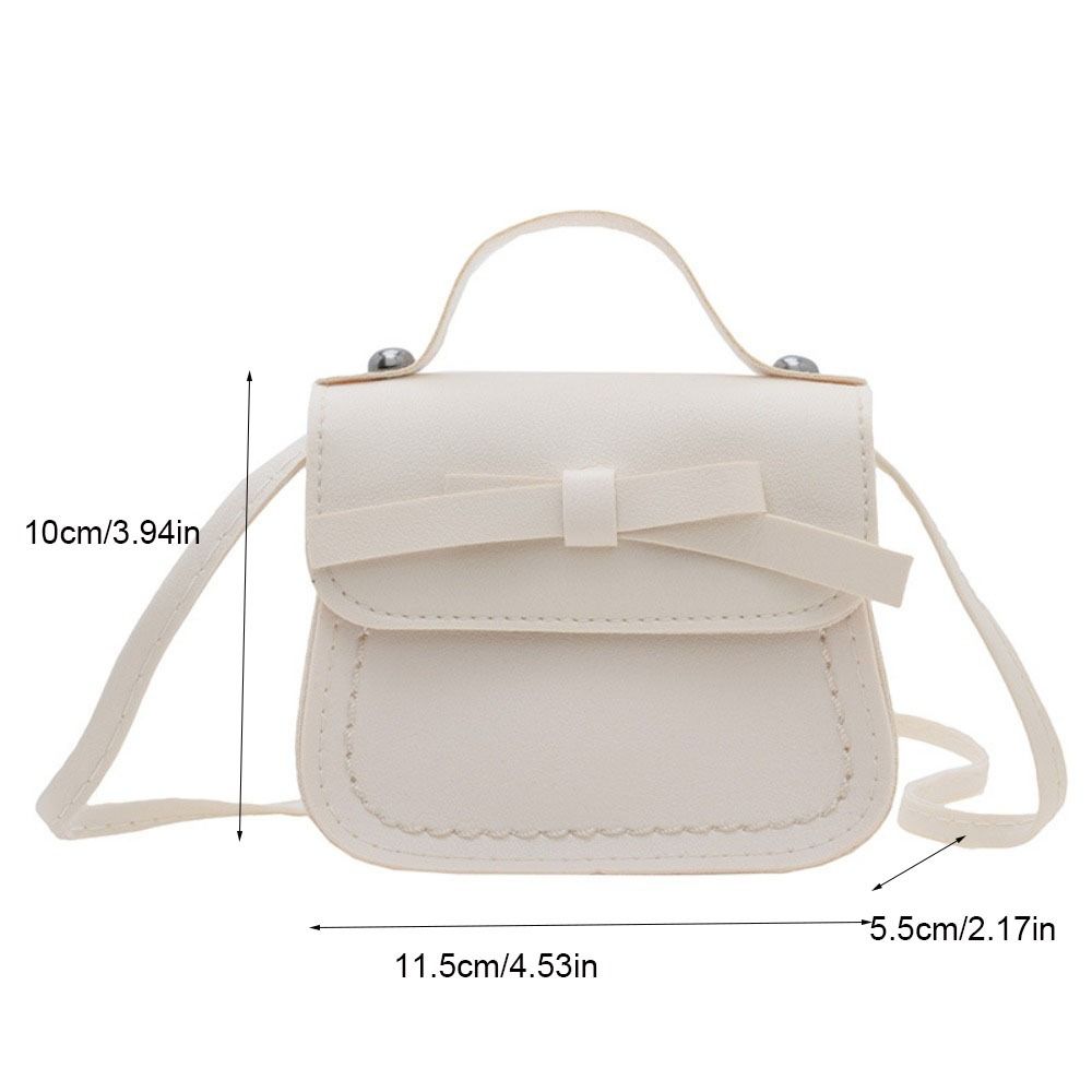 Cool PU Leather Bow Shoulder Bag Handbag Solid Color Bow Crossbody Bag Coin Purse Wallet Children Small Bag Gift