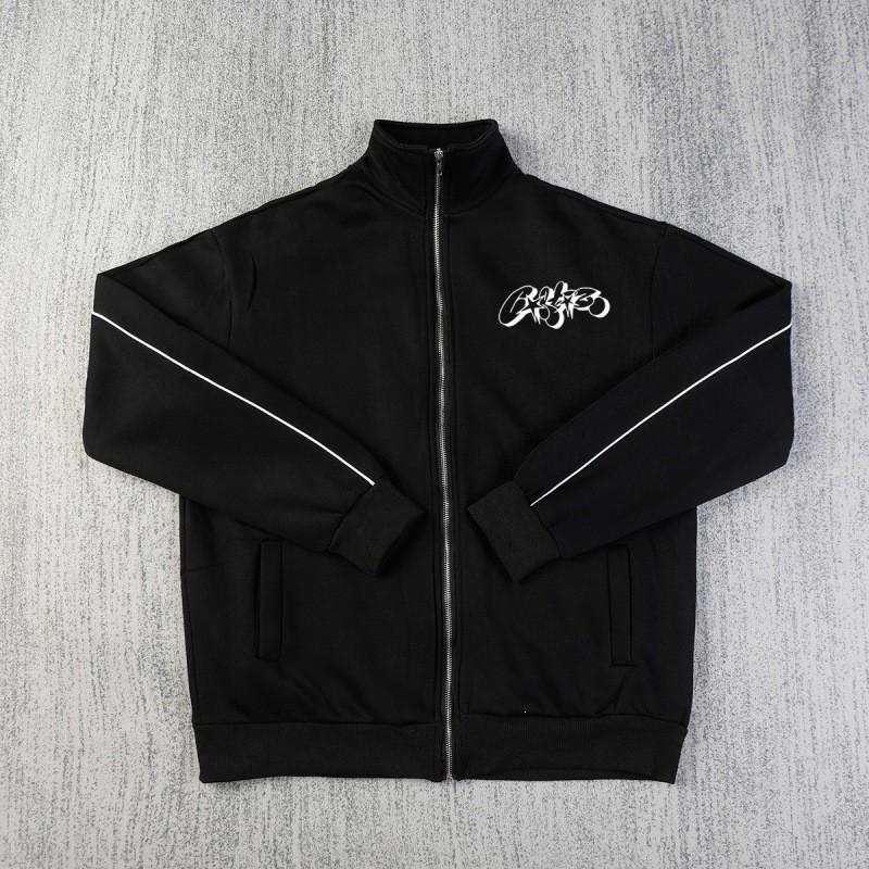 Mens Thickened Hoodless Hip Hop Jacket With Digital Print Zipper Front Loose Fit Winter Casual Outerwear