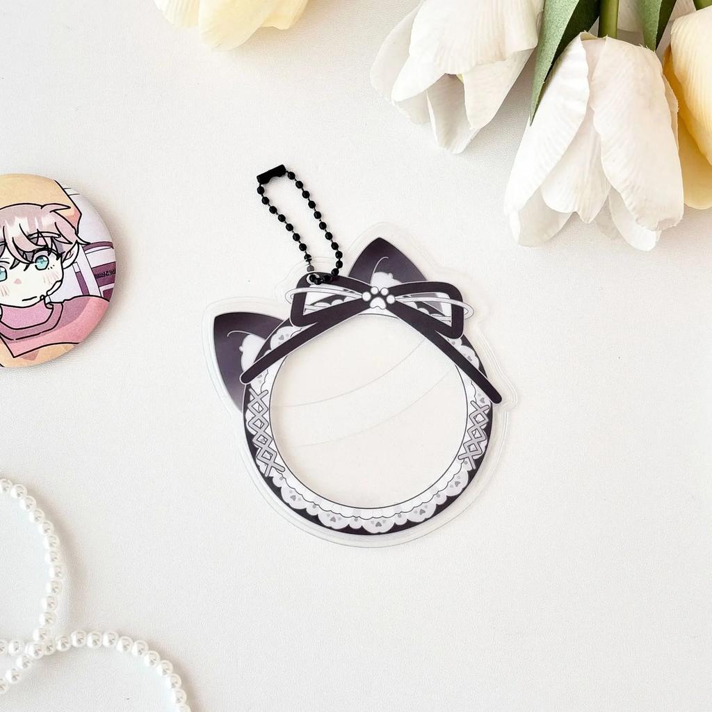 Kawaii Cat Ear Bow Lace PVC Badge Holder for 58mm Pin Badge Japanese Anime Game Baji Cover Pain Bag Backpack Key Chain Pendant