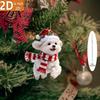 Acrylic Christmas Tree Decor 2 Pcs Dog Ornaments for Tree, 2D Flat Festive Hanging Decoration Holiday with Hat And Scarf Home Decor, Gifts Lover