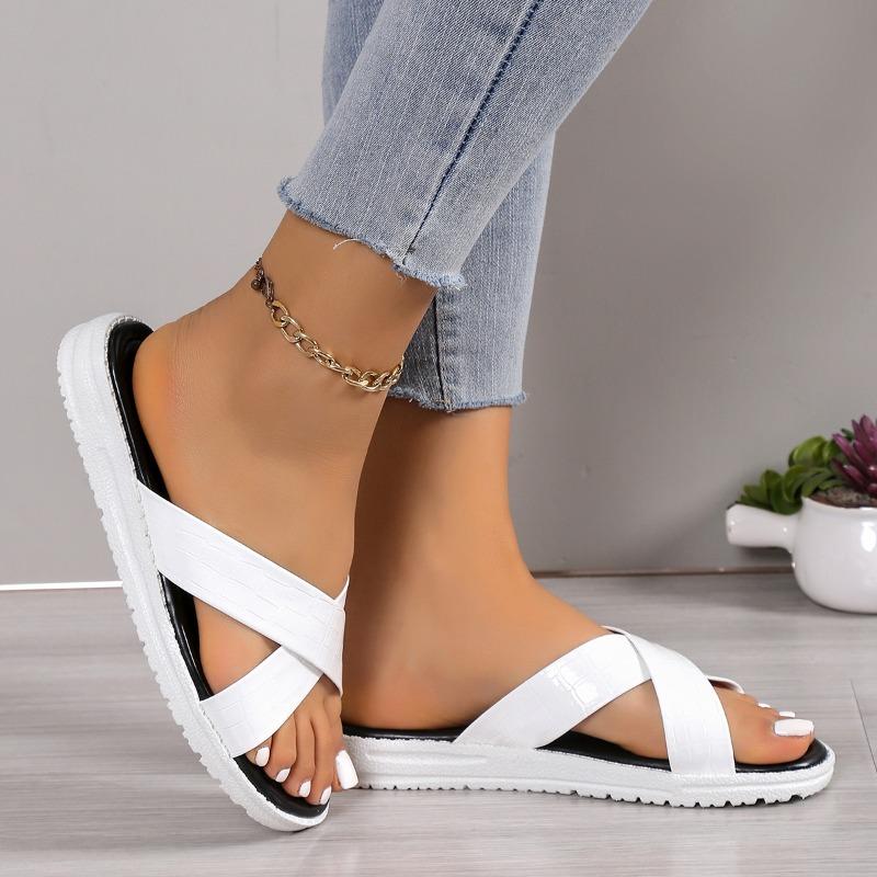 Мода 2024 года. Высококачественная обувь для женщин. Летние женские тапочки. Однотонные, с открытым носком, на низком каблуке. Лаконичные повседневные тапочки большого размера для женщин.