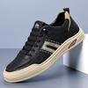 2026 High Quality Cow Leather Sneakers for Men Spring Autumn New Lace Free Designer Shoes Male Fashion Casual Board Shoes Man