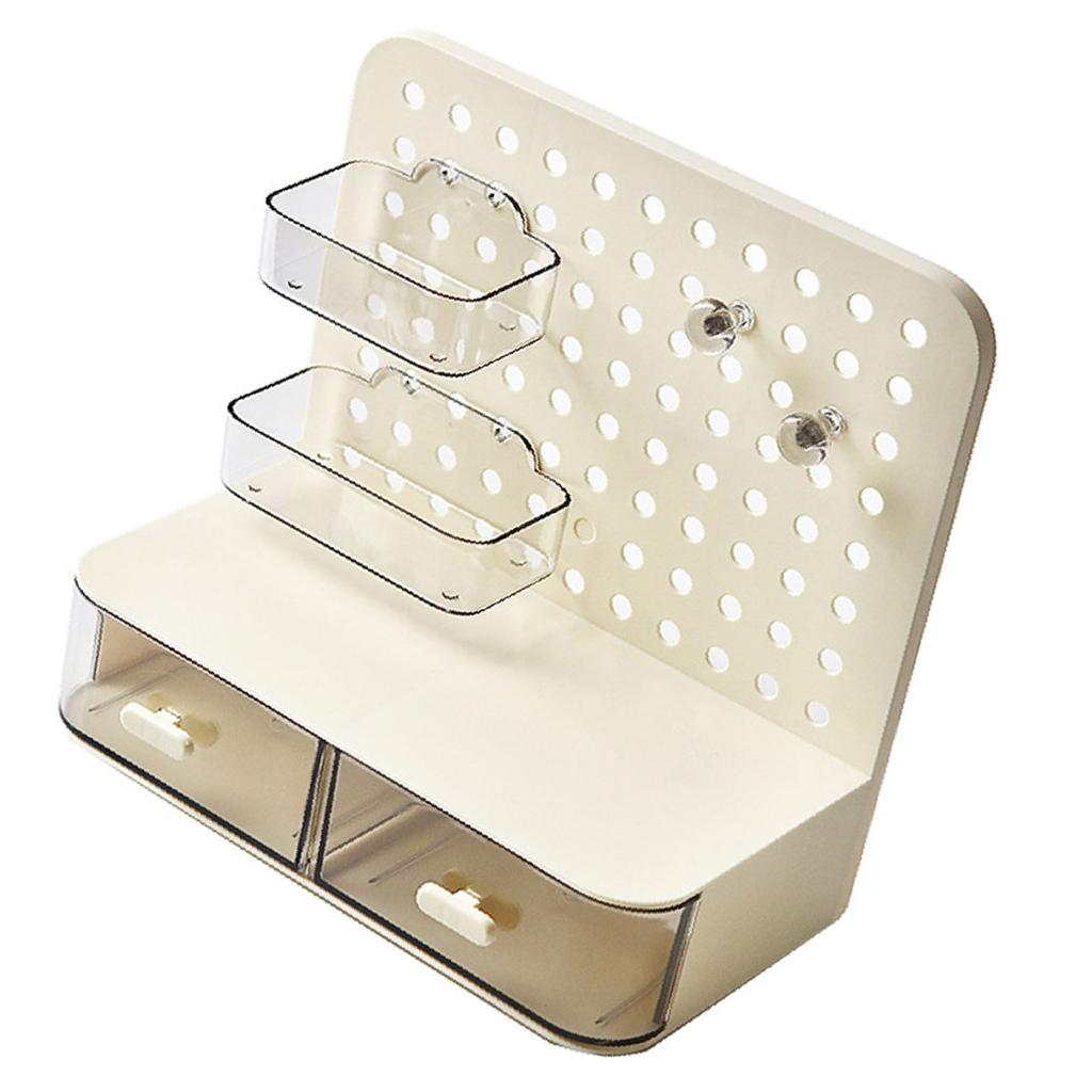 Pegboard Desktop Simple Multifunctional Plastic Storage Rack with Drawers for Stationery Headbands