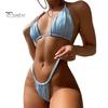 2 Pcs/Set Hot High Waist Wireless Women Bikini Set Scanty Summer Swimming Suit for Adults