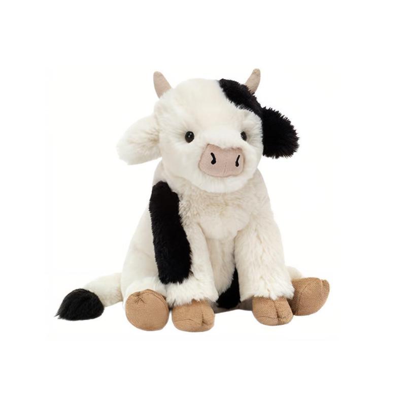 JELLYCAT Серия «Фермерские животные» Кэри Теленок Милая черно-белая кукла Плюшевая кукла 20 см высотой