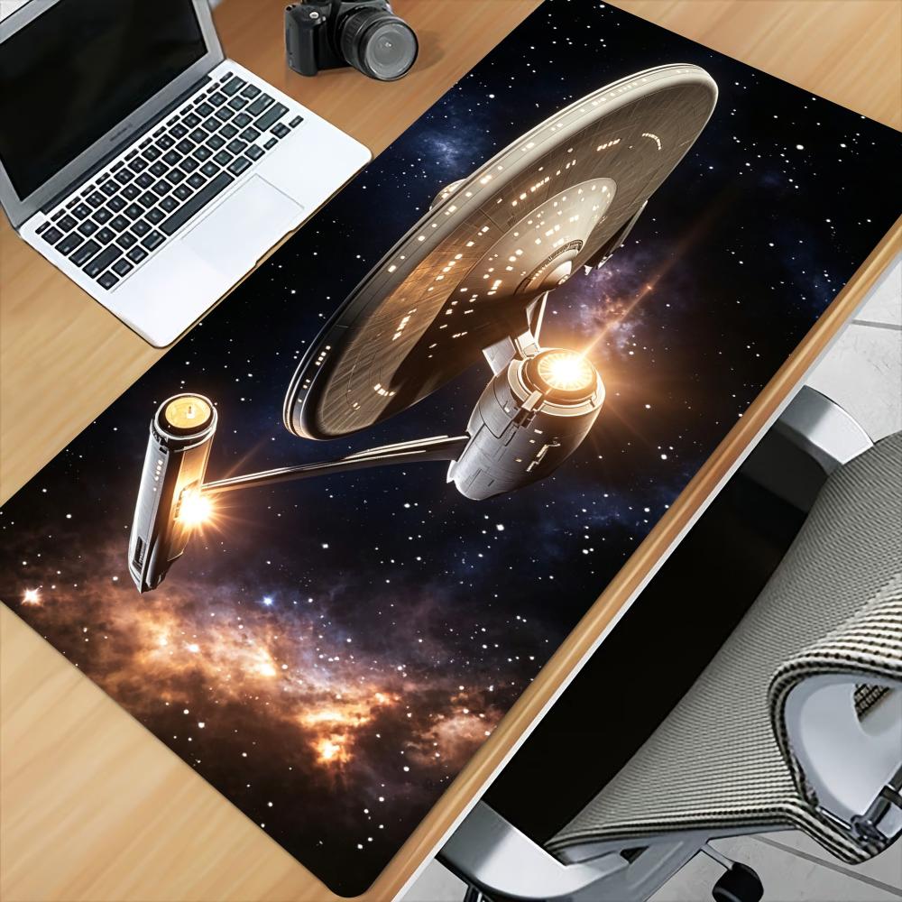 Desk Mat Sci Fi Spaceship Galaxy Print Anti Slip Rubber Mousepad Stitched Edge Keyboard Pad For Pc Laptop Gamers Accessory
