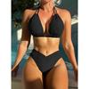 Сексуальный бикини нейлоновый однотонный европейский и американский модный женский раздельный купальник