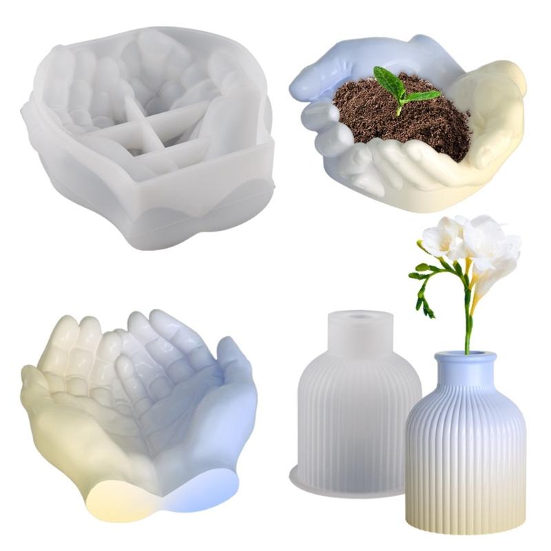 2 Pieces Flexible Planter Vase Moulds Cements Mould Silicone Material for DIY Hand-Making Succulent Plant Flowerpot