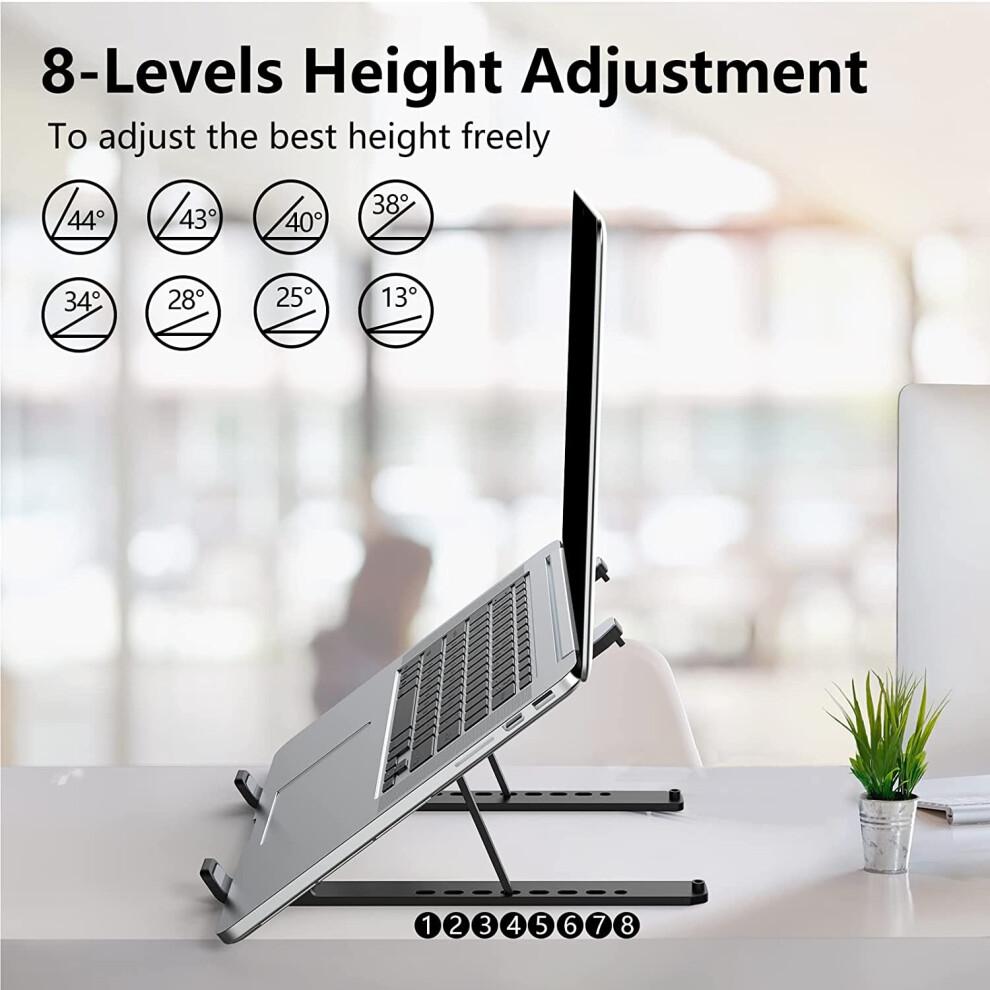 Laptop Stand for Desk, Adjustable Laptop Riser ABS+Silicone Foldable Portable Laptop Holder, Ventilated Cooling Notebook Stand