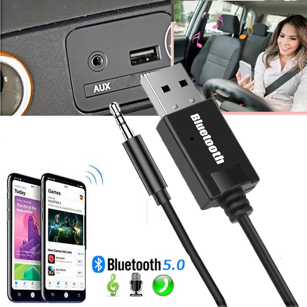 Аудиоприемник Bluetooth USB-ключ с разъемом 3,5 мм Автомобильный аудио Aux Wireless 5,0 Комплект громкой связи для автомобильного MP3-плеера Аудио передатчик