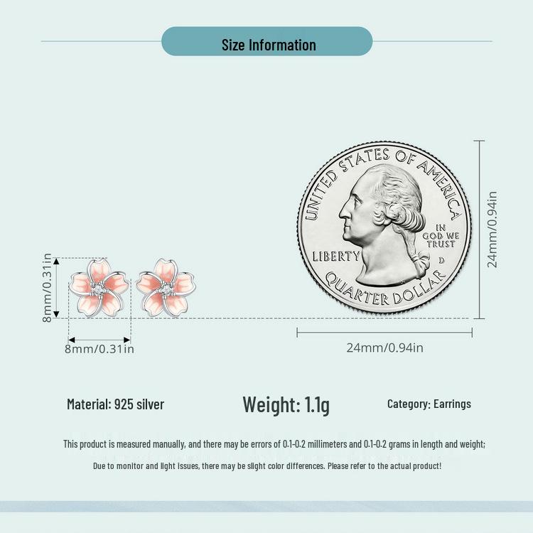 Серьги из стерлингового серебра с градиентом цвета розовой сакуры Инь Цзыюнь - Романтичный цветочный подарок на день рождения
