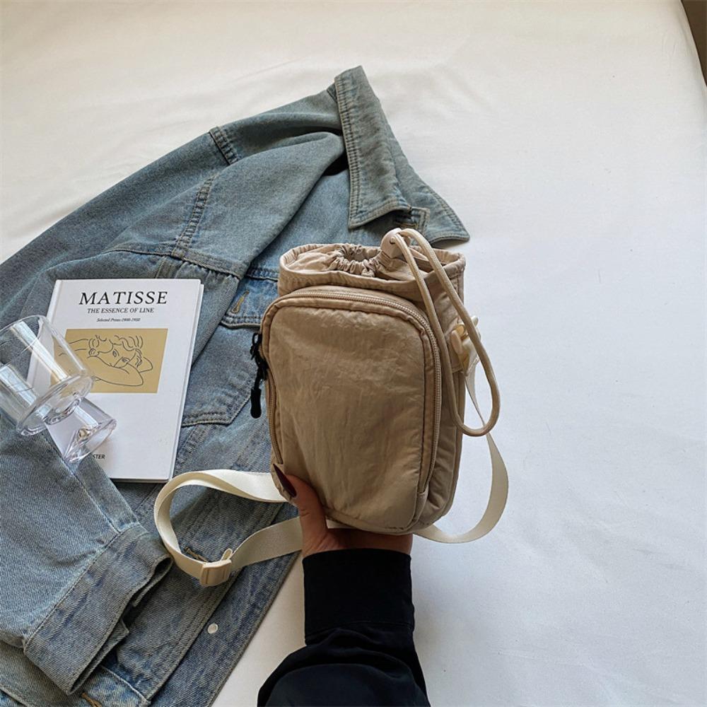Canvas Crossbody Mobile Phone Bag Solid Color Water Cup Bag Shoulder Water Bottle Bag Mobile Phone