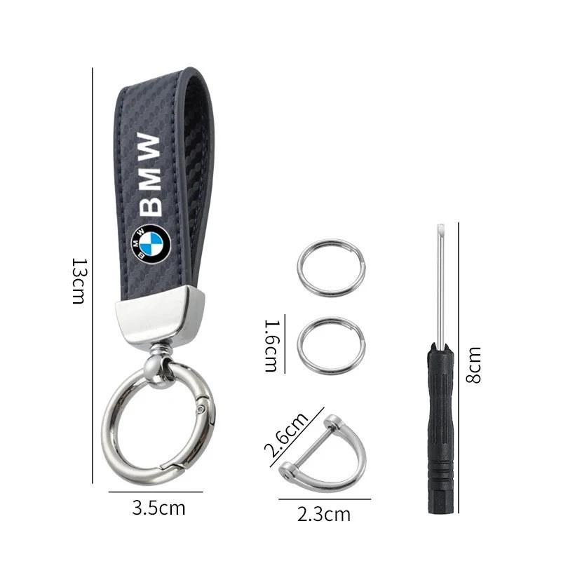 BAAO1 New Carbon fiber Car Keychain Ring Leather Emblem Keyring For BMW 1 2 3 4 5 7Series X1 X3 X4 X5 X6 X7 F10 F20 F30 G20 G30 F