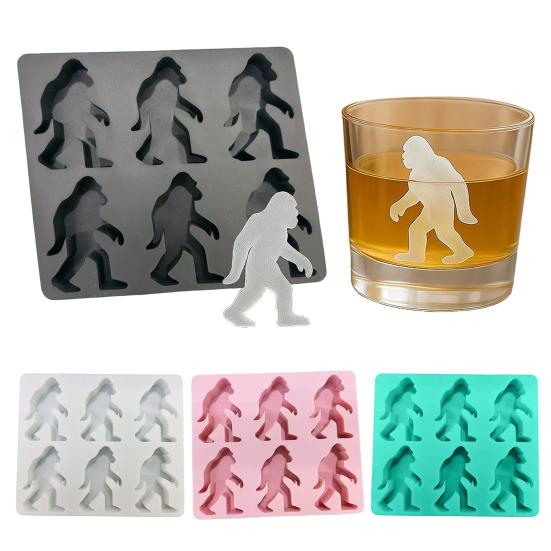Ice Cube Mold 6-Cavity Gorilla Shape Ice Cube Tray for Whiskey Cocktails DIY Treats Reusable Easy Release Popsicle Molds