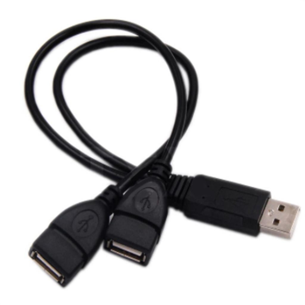 Dual USB Female Expansion Cable with USB A2.0 Male Connector Charging Data Cable for Simultaneous Charging