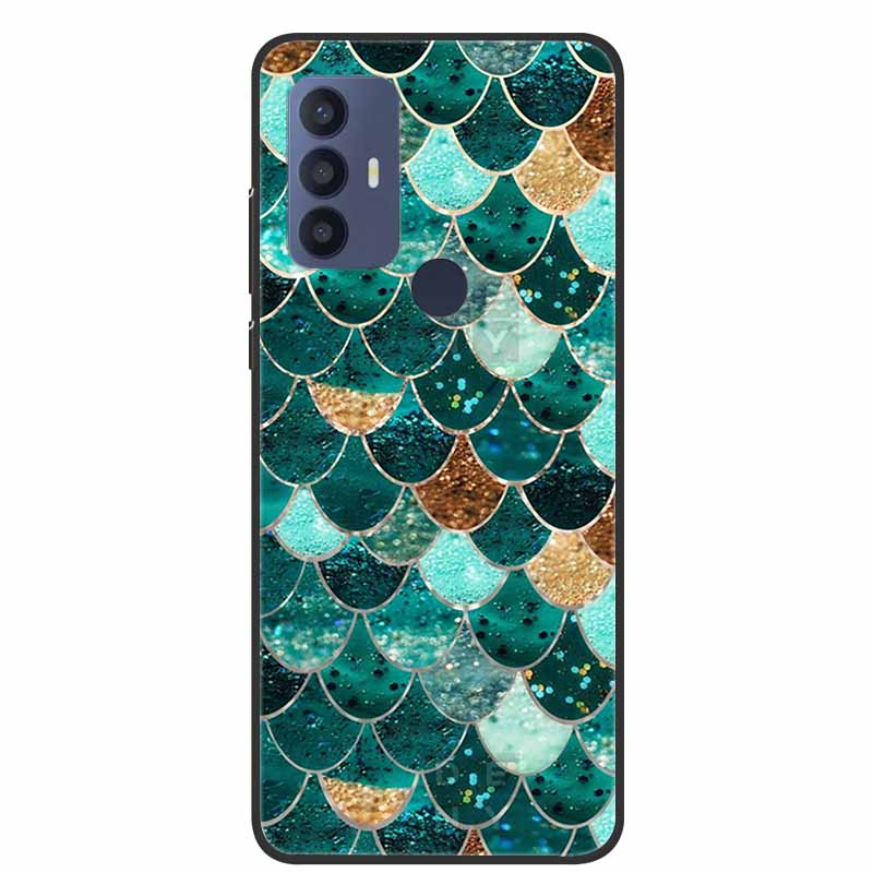 Для чехла TCL 30 SE Мягкий силикон Мраморный ТПУ Черная крышка для телефона TCL 305 306 30SE 6.52'' Задние чехлы для TCL30SE 6165H Coque новый