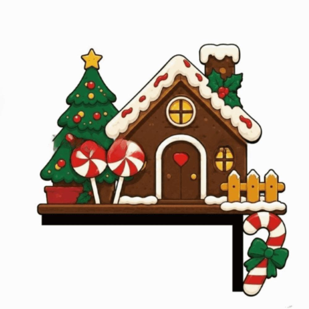 Corner Sign Christmas Door Ornament Wooden Frame Christmas Decoration Indoor Decor