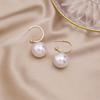 Модные серьги-гвоздики с большим жемчужным шаром, очаровательный дизайн, жемчужные серьги-гвоздики, жемчужное кольцо для ушей, свадебное кольцо