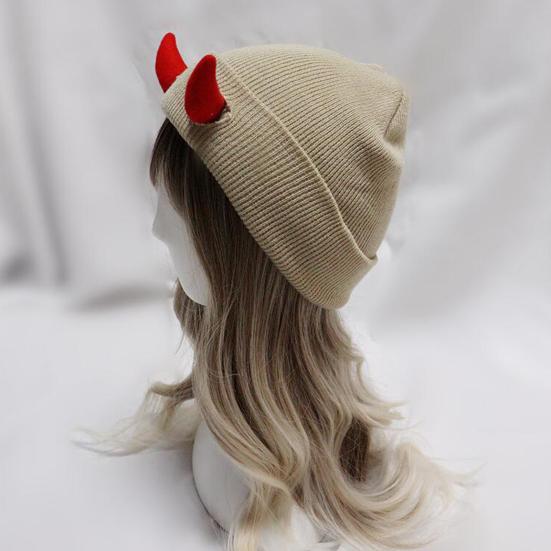 Вязаная шапка-бини с рогами дьявола, зимняя шапка-череп для мужчин и женщин с рогами для катания на лыжах в холодную погоду, теплая вязаная шапка ручной работы с рогами демона