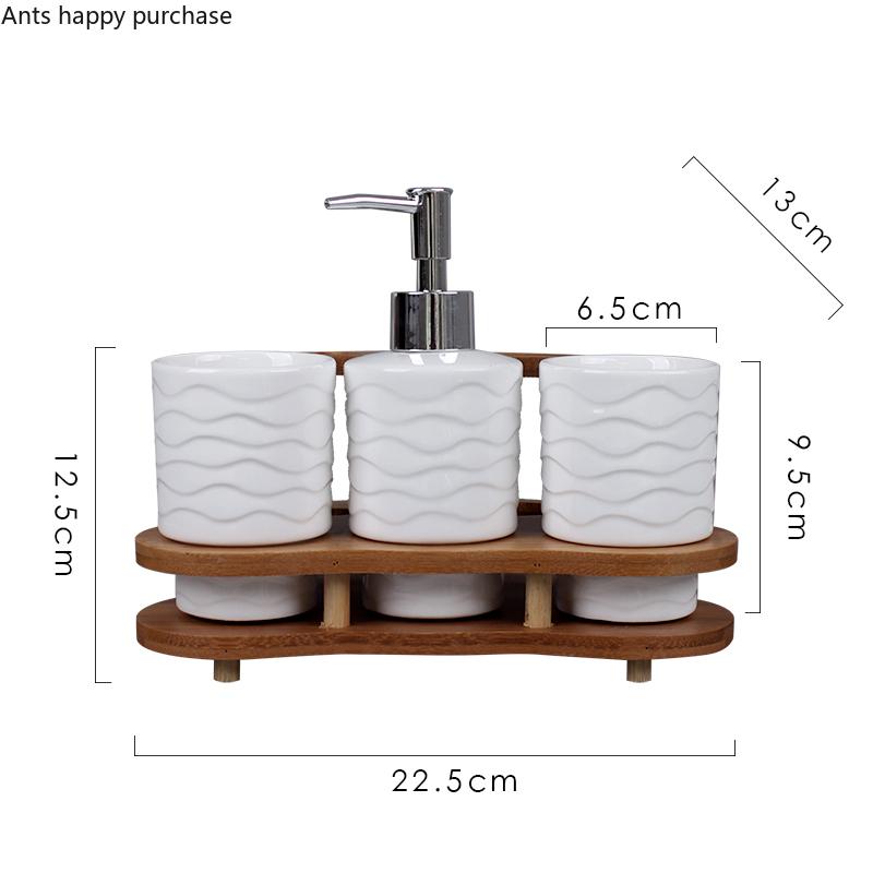 Белый керамический набор для ванной комнаты из 3 предметов, деревянная рамка, бутылочка для лосьона, стаканчик для рта, деревянный держатель для зубных щеток, принадлежности для ванной комнаты, набор для мытья