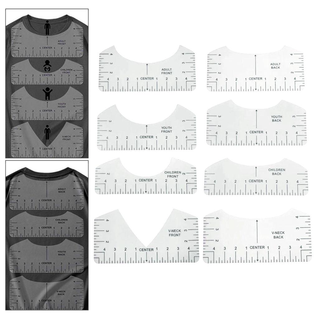8x линеек для футболок, портативный набор, выравнивающий инструмент для всех размеров футболок, виниловых накладок, горячий пресс, швейные принадлежности для взрослых